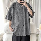 Summer Chic Fashion Casual Holes Short Sleeve T-Shirts For Men Clothing O-Neck Loose Casual Tee Shirt Homme Streetwear