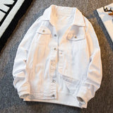 Spring Autumn KPOP Fashion Style Harajuku Slim Fit Tops Loose Casual All Match Cowboy Outerwear Solid Button Long Sleeve Jacket