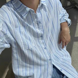 New Japanese Vintage Men Striped Shirts Luxury Casual Trendy Long Sleeve Cardigan Tops Fashion Leisure Macaron Sunscreen Blouse