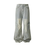 Men's Baggy Denim Trousers New Streetwear Wide Leg Loose Denim Pants Fashion Distressed Straight Pants