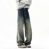 New High Street Patchwork jeans men Personality design Trousers  Harajuku Retro Washed Baggy Jeans Men Street Straight Leg Pants