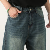 New Casual Loose Straight Denim Shorts For Mens Spring Summer Stylish Solid Color Jean Short Pant Men Vintage Baggy Denim Shorts
