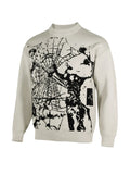 American Trendy Men's Sweaters Winter High Street Spider Web Jacquard O Neck Long Sleeve Pullover Retro Harajuku Gothic Knitwear