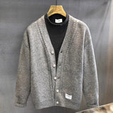 Advanced Fried Dough Twists Stripe V-neck Knitwear Cardigan Coat Men's Solid Sweater Men's Top