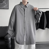 Men Solid Color Shirts Long Sleeve Summer Draped Loose Oversize Vintage Hip-hop High Street All-match  Sun-proof Outwear