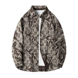 Lapel Collar Casual Shirt Jacket Retro Plaid Tie-dye Men's Cotton Shirt Coat Long Sleeve Casual Single Breasted 5Colors