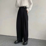 New Fashion Casual Men's Straight Suit Trousers Male Loose Solid Color Wide Leg Pants Summer Menwear Trend Black 9A7641