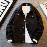 Spring Autumn KPOP Fashion Style Harajuku Slim Fit Tops Loose Casual All Match Cowboy Outerwear Solid Button Long Sleeve Jacket