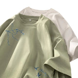 Men's Oversized T-shirts Fashion White 5XL Cotton T Shirt for Men Casual Summer Wear Bird Print Tee Shirts Men Clothing