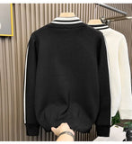 New Korean Fashion Men Cardigan Coat Light Luxury Trendy Knit Zipper Long Sleeve Sweater Jackets High Quality Patchwork Knitwear