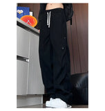 Men Casual Pants 2025 New Style Personalized Design Autumn Korean Fashion Loose Fit Straight Leg Elastic Waist Pleated Pants