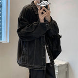 Denim Jackets Men Hole Raw Edge Streetwear Autumn All-match Long Sleeve Korean Commuting Style Youthful Teenagers Outwear Daily