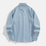 100% Cotton Comfortable Denim Shirt Men Autumn New Fashion Slim Long-sleeved Male Shirt Streetwear Classic Black Light Blue