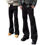 New Trendy Vintage Blackbell-bottom Men's Pants Extended Length High-fit Cleanfit Soft Jeans Casual Scene Male Style