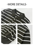 New American Trendy Men Polo Neck Sweaters Light Luxury Striped Knit Long Sleeve Pullover Tops High Quality Loose Knitwear M-3XL
