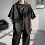 Summer Short Sleeved Shirt Men Fashion Social Mens Black Dress Shirt Korean Loose Casual White Shirt Mens Office Formal Shirts