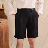 New Men Summer Slim-fit British Style Suit Shorts Light Luxury Business Straight-leg Shorts Leisure Button-down Half-pants M-3XL