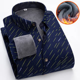 Autumn Winter Thicken Fleece Shirt Men Business Plaid Shirt Long Sleeve Warm Clothes Turn Down Collar Button Up Shirts Classic