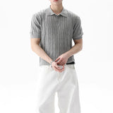 New Trendy Jacquarded Men Polo Shirt Light Luxury Casual Business Solid Color Knitted Short Sleeve T-shirt Fashion Stretchy Tops