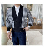 Light Mature Style Autumn Winter New Cardigan Men British Retro College Style Knitted Jacket Contrasting Suit Collar Sweater