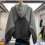 Three-dimensional foam splicing color hoodie plus fleece hoodie men and women