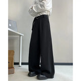 Black Belt Suit Pants Men Fashion Society Mens Dress Pants Korean Loose Wide Leg Pants Mens Office Formal Trousers Plus Size