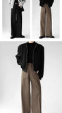 Korean Elegant Pants Fake Pocket Decoration Wide-leg Pants Autumn New American Style Design Sense Spliced Straight Suit Trousers