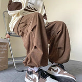 Corduroy Cargo Pants for Men Streetwear Black Cargo Trousers Male Joggers Hip Hop Green Black Japanese Pocket Korean