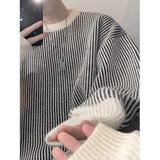 New Japanese Trendy Men Sweater High Street Patchwork Knitted O Neck Long Sleeve Pullover Casual Loose Premium Quality Knitwear