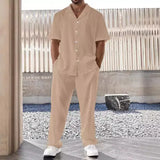New Model Men's Business Casual Two-Piece Casual Daily Set Basic Shirt and Straight Pants Men's Fashion Sportswear Set