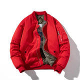 Men Bomber Jacket Women Solid Autumn Winter Pilot Jacket Fashion Vintage Hooded Baseball Coat Casual Windbreak Red Pink Burgundy