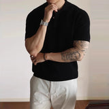 New Men's Clothing Light Luxury Business Polo Shirt Casual Slim-fit Knitted Solid Color Short Sleeve T-shirt High Quality Tops