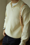 New American Chic Men Polo Sweater Luxury Trendy Business V Neck Knit Solid Color Pullover Leisure Slim-fit Long Sleeve Knitwear