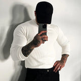 Threaded Long-Sleeved T-Shirt Fitness Autumn Breathable Quick-Drying Sports Mens Elastic Fitness Training Suit Bottoming Shirt