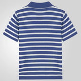 Vintage Turn-down Collar Buttoned Polo Shirts Men Knitting Short Sleeve Slim Polo Tops For Mens Summer Fashion Striped Knit Polo