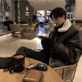 Winter Jacket Men Warm Fashion Casual Thickened Leather Jacket Men Streetwear Korean Loose Short Coat Mens Thick Leather Coat