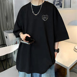 Men's T-shirts Cotton Big Size Mens Summer Wear Black Oversized T Shirt Heart Print Casual 4XL Tee Shirts Male Clothes