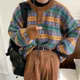 American autumn and winter men and women trendy personality lazy sweater couple loose retro casual round neck Harajuku knitted
