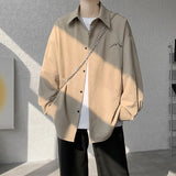 Mens Long Sleeve Shirts Solid Color Casual Loose Fit Spring Summer Oversized Minimalist Top Breathable Comfortable Daily Wear