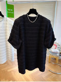 Light Luxury High-end Niche Texture T-shirt Men's Summer Handsome Short-sleeved Loose Fashionable Casual Bubble Yarn Top Chic
