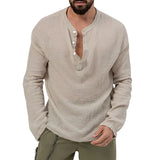 Spring and Autumn New Men's Shirt Casual Seersucker Solid Color Long Sleeve Shirt Loose Style Button Men's Clothing