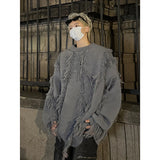 Ripped Tassel Sweater Men Women Streetwear Pullovers Men's Sweater Harajuku Fashion Hip Hop Fringed Knitted Round Neck Sweaters