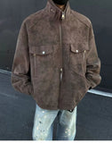 Street Zipper Jacket High-end Handsome Stand-up Collar Coat American 2025 Retro Handsome Work Jacket Loose Top Urban