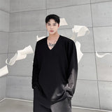 Men Casual T-shirt Long sleeves V neck shirt Solid color Sweatshirt Male Jogging Tracksuit Homme Athletic Shirt Tops