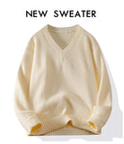 Knitted V-Neck Sweater Ribbed Neckline Not Easy To Deform Thick Warm Fashion Trend Crisp Shape Tall Thin Quality Fabric Skin