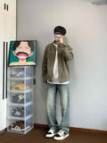 Spring Autumn Vintage Coat American Retro Heavy Washing Canvas High-end Jacket Men's Stand-up Collar Design Casual Jacket Chic