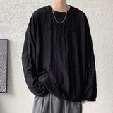 Spring Summer Men Hole T Shirts Harajuku Hip Hop Long Sleeve Oversized Tshirts Male Korean Fashion Tee Tops Plus Size 3XL
