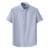Brand Short Sleeves Oxford Shirts Men 100% Cotton Business Striped Shirts for Man Casual Slim-fit Tops Men