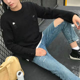 Men Women Streetwear Hip Hop Pullovers Jumper Fashion Oversized All-match Men Spring Wash Hole Ripped Knit Sweaters