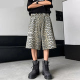 Leopard Print Design Personality Trendy Seven-point Pants Korean Original New Men Fashion Street Men's Shorts LZ3181